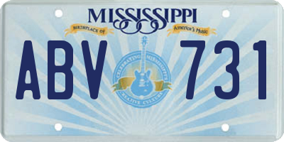 MS license plate ABV731