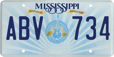 MS license plate ABV734