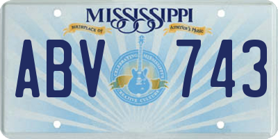 MS license plate ABV743