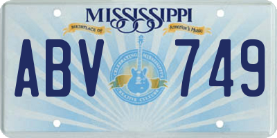 MS license plate ABV749