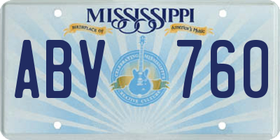 MS license plate ABV760