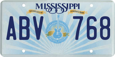 MS license plate ABV768