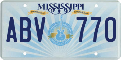 MS license plate ABV770