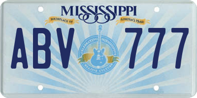 MS license plate ABV777