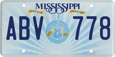 MS license plate ABV778