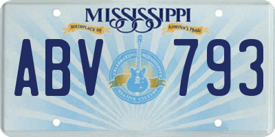 MS license plate ABV793