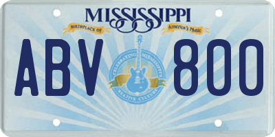 MS license plate ABV800