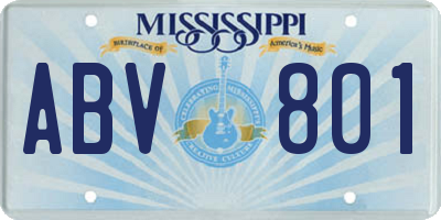 MS license plate ABV801