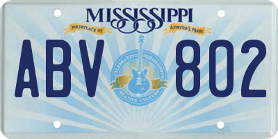 MS license plate ABV802