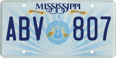 MS license plate ABV807