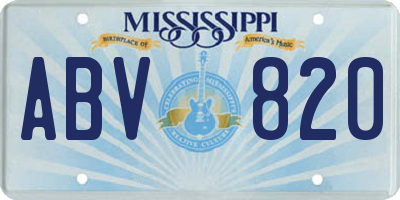 MS license plate ABV820