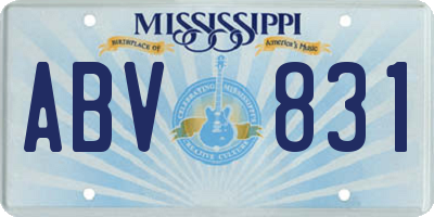MS license plate ABV831