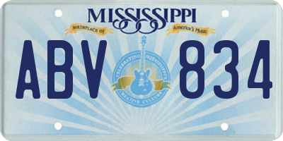 MS license plate ABV834