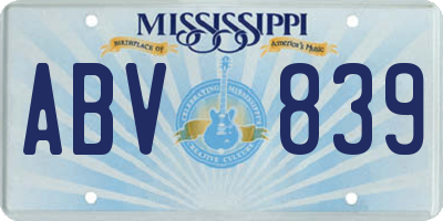 MS license plate ABV839