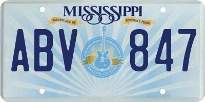 MS license plate ABV847