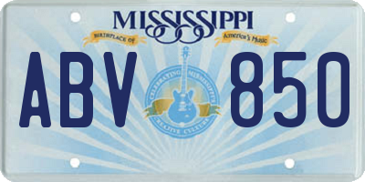 MS license plate ABV850