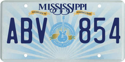 MS license plate ABV854