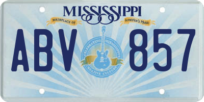 MS license plate ABV857