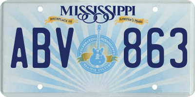 MS license plate ABV863