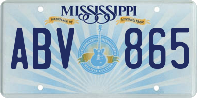 MS license plate ABV865