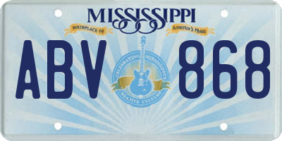 MS license plate ABV868