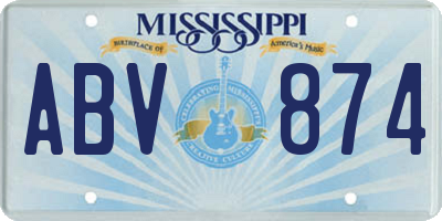 MS license plate ABV874