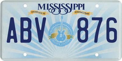 MS license plate ABV876