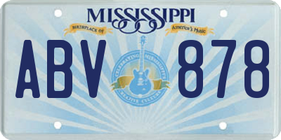 MS license plate ABV878