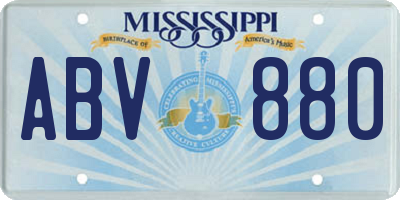 MS license plate ABV880