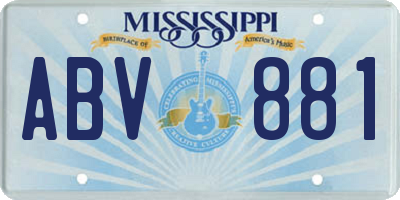 MS license plate ABV881