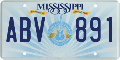 MS license plate ABV891