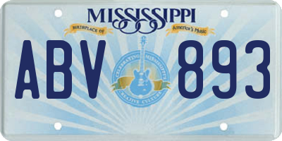 MS license plate ABV893