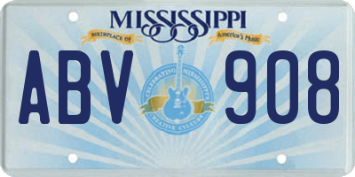 MS license plate ABV908