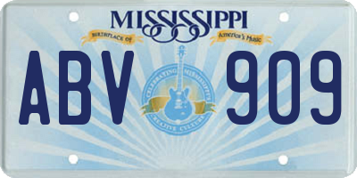 MS license plate ABV909