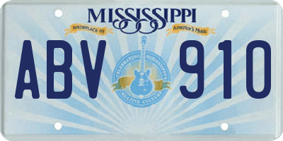 MS license plate ABV910