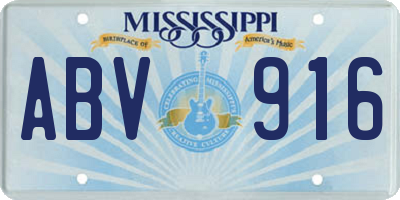 MS license plate ABV916