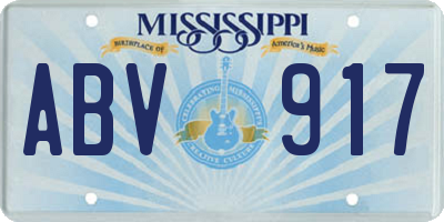 MS license plate ABV917