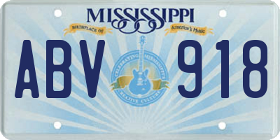 MS license plate ABV918
