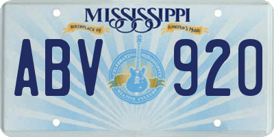 MS license plate ABV920
