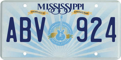 MS license plate ABV924
