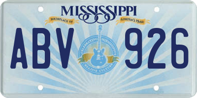 MS license plate ABV926