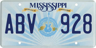 MS license plate ABV928