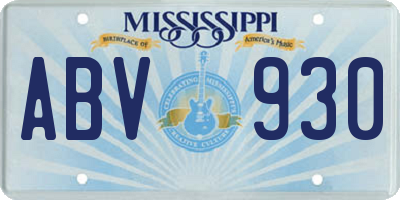 MS license plate ABV930