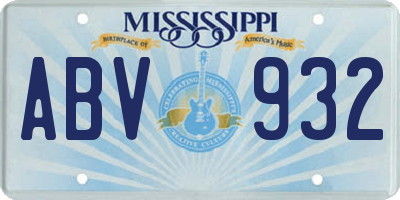 MS license plate ABV932