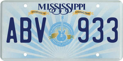 MS license plate ABV933