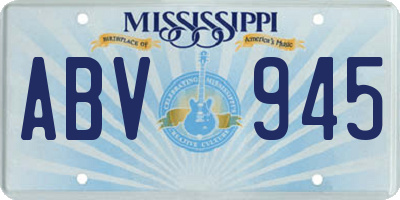MS license plate ABV945