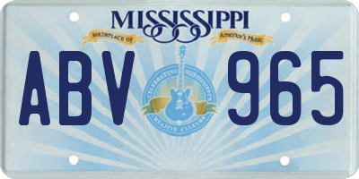 MS license plate ABV965
