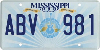 MS license plate ABV981