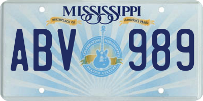 MS license plate ABV989