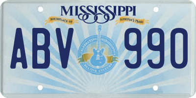 MS license plate ABV990